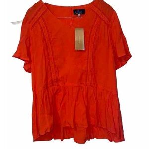 NWT - Orange blouse- Blue Rain